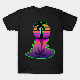 Synthwave 80s Cool Aesthetic Palm Tree  Retro Inspired Sun T-Shirt